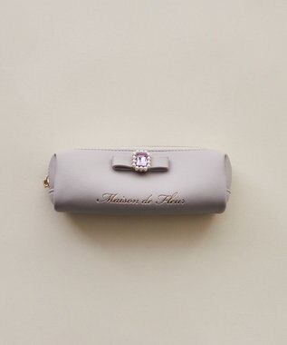 Maison de FLEUR パールビジュー合皮リボンロングポーチ Lilac