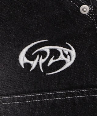 WEGO 【ユニセックス着用ITEM】ダブルニーロゴデニムショーツ デニムブラック