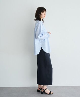 YECCA VECCA イージケアフリルカラーシャツ Stripe Blue