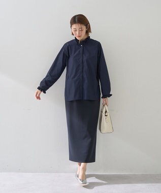 YECCA VECCA イージケアフリルカラーシャツ Navy