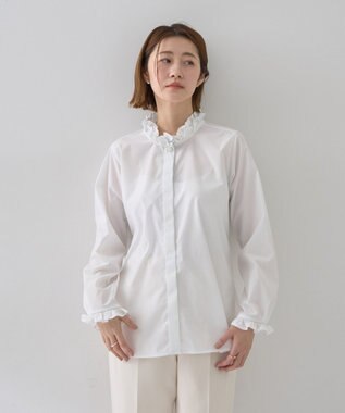 YECCA VECCA イージケアフリルカラーシャツ Off White