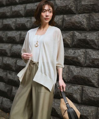 23区 S シャイニーリブ スクエアネック タンクトップ アイボリー系