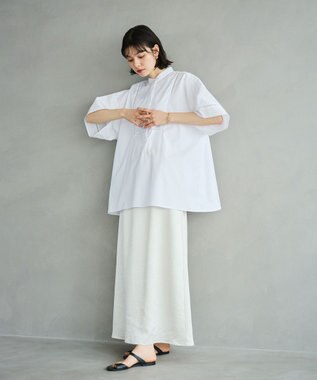 #Newans 【洗える/セットアップ可能】ハシゴレースビブデザインシャツ ホワイト