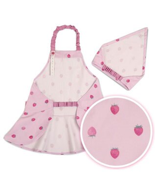 Mother garden マザーガーデン 野いちご キッズエプロン & 三角巾 セット 《レトロストロベリー柄》 100～120cm レトロストロベリー柄