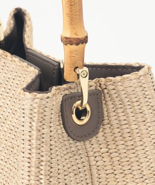 J.PRESS LADIES 【2way】 バンブー カゴ バッグ ナチュラル×モカ系