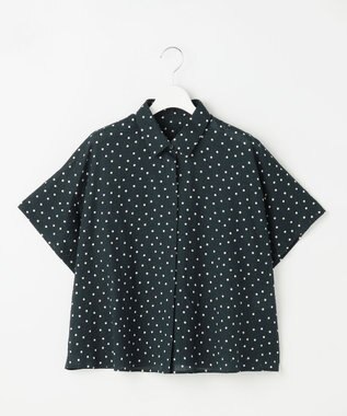 自由区 L 【WEB限定】コットンサッカープリント シャツ ネイビー×オフ