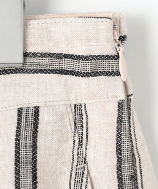 23区 S 【洗える】リネンストライプ ワイド パンツ ベージュストライプ