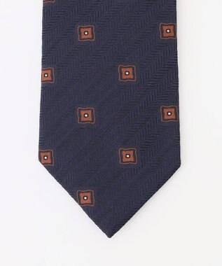 JOSEPH ABBOUD 【イタリア素材・日本縫製】ヘリンボーンスクエアジャカード ネクタイ ダークグリーン系7