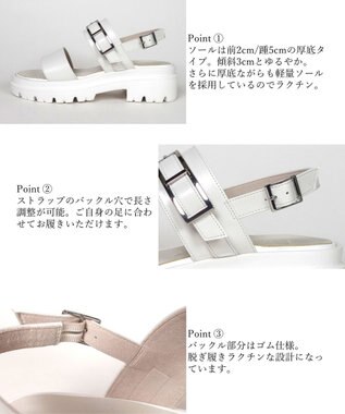 Dominic3 ボリュームソール レザーバックルサンダル ホワイト