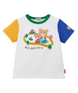 MIKI HOUSE HOT BISCUITS 【80-120cm】ビーンズ×乗り物プリント 半袖Tシャツ