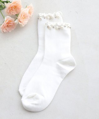 Tiaclasse パール付きフリルソックス オフホワイト