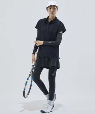 CW-X 【WOMEN】 CW-X ストレッチポロシャツ スポーツウェア 半袖 3分袖 メッシュ素材 ムレにくい 夏 レディース DLY131 /ワコール ブラック