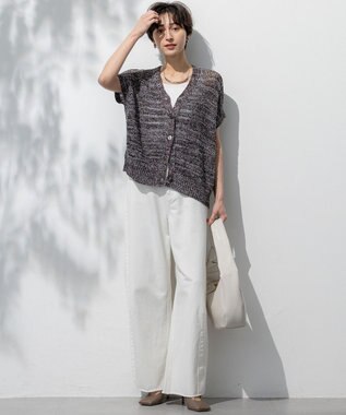 23区 【SLOW/一部店舗限定】LIGHT DENIM バレルワイド パンツ ホワイト系