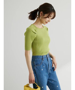 Green Parks 袖ギャザーラグランニットプルオーバー Green