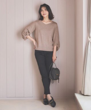 ANY 【洗濯機可】ボリュームスリーブニット モカ