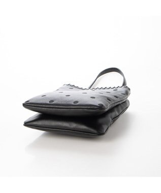 UNBILLION perche 牛革ソフト3層かがり2wayショルダーバッグ ブラックドット