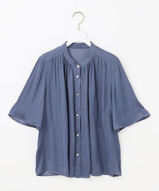 ANY SIS 【洗える】サテンドビー ブラウス ダルブルー