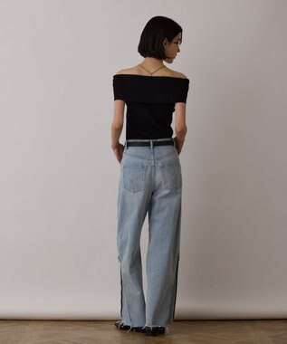 GRACE CONTINENTAL オフショルリブニットトップ ブラック