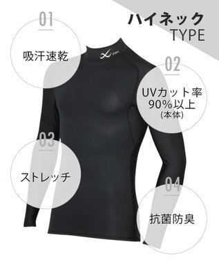 CW-X 【MEN】　機能性トップス　SECOND　BODY　2.0　吸汗速乾　UVカット率90%以上　抗菌防臭　ハイネック・長袖　/ワコール　CHO039 ブラック
