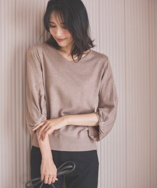 ANY 【洗濯機可】ボリュームスリーブニット モカ
