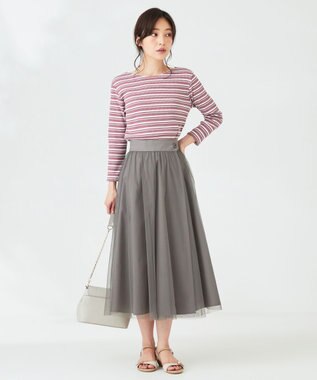 ANY SIS 【前後着用可】マルチボーダー2WAYテレコ カットソー ピンク系