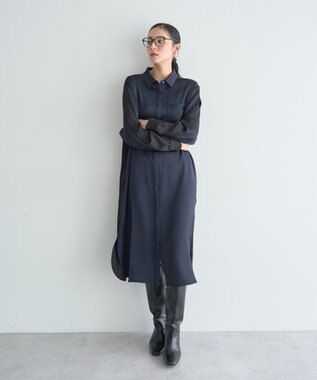 YECCA VECCA ヴィンテージサテンシャツワンピース Khaki