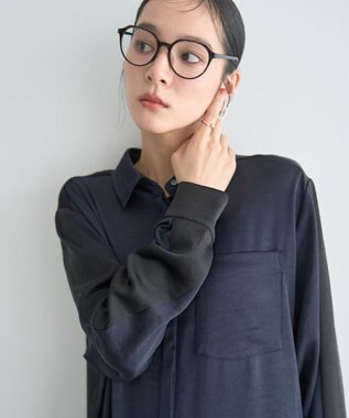 YECCA VECCA ヴィンテージサテンシャツワンピース Khaki