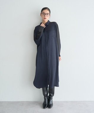 YECCA VECCA ヴィンテージサテンシャツワンピース Khaki