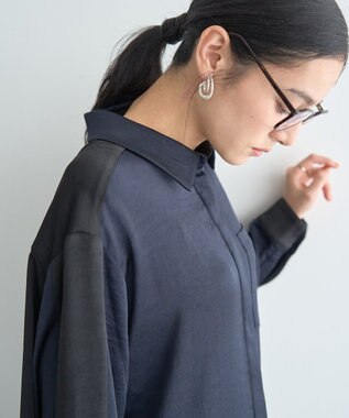 YECCA VECCA ヴィンテージサテンシャツワンピース Khaki