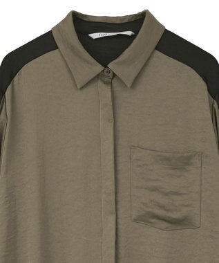 YECCA VECCA ヴィンテージサテンシャツワンピース Khaki