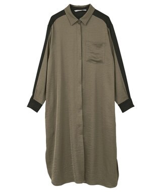 YECCA VECCA ヴィンテージサテンシャツワンピース Khaki
