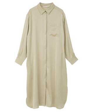 YECCA VECCA ヴィンテージサテンシャツワンピース Khaki