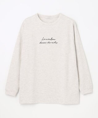 ANY 【UVケア】アソートロゴプリント ロングスリーブTシャツ TOPグレー×筆記体ロゴ