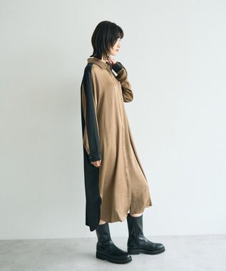 YECCA VECCA ヴィンテージサテンシャツワンピース Khaki