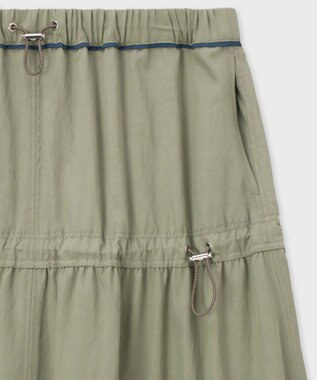 Paul Smith ドロストコード レーヨン スカート カーキ