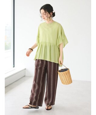 CRAFT STANDARD BOUTIQUE ウ゛ィンテージボイルティアード切替ブラウス Lime Green