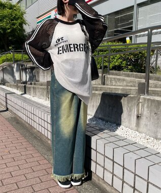 WEGO ラグランメッシュニットプルオーバー 柄2