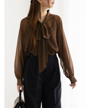 Te chichi パターンアソートシフォンボウタイブラウス《2025Autumn catalog vol.2 item》 ブラウン