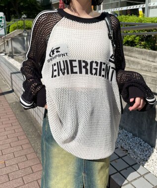 WEGO ラグランメッシュニットプルオーバー 柄2