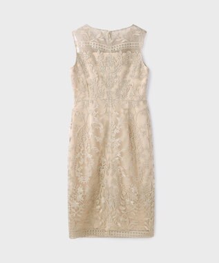 GRACE CONTINENTAL コ－ド刺繍タイトドレス ベージュ