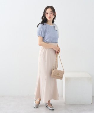 earth music&ecology アシメ肩リボンカットソー Grayish Blue