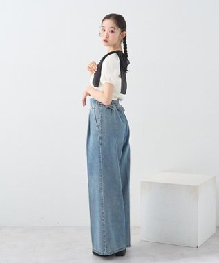 earth music&ecology アシメ肩リボンカットソー Ivory