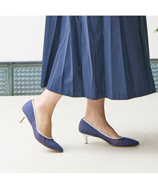 MODE ET JACOMO <carino>レースデザインパンプス ブルー
