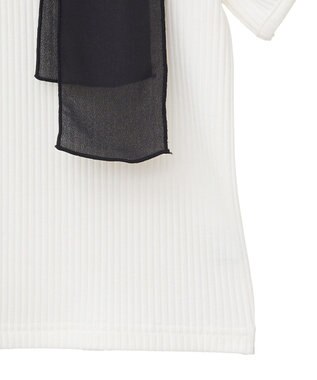 earth music&ecology アシメ肩リボンカットソー Ivory