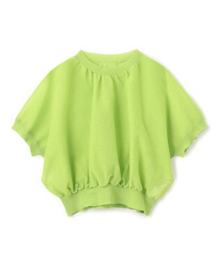 BEIGE， 【洗える・Oggi 7月号掲載】LUPINUS / リネン混半袖プルオーバーギャザーニット Lime