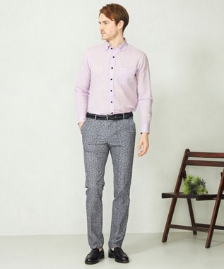 JOSEPH ABBOUD 【キングサイズ・カラー豊富/サステイナブル】リヨセルリネンサッカーシャツ パープル系