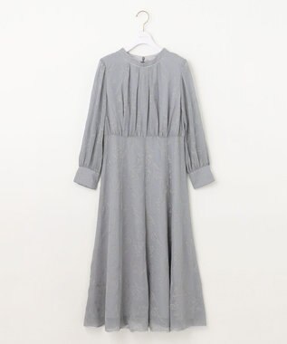 ANY SIS 【洗える】ラインエンブロイダリー ドレス アイスグレー