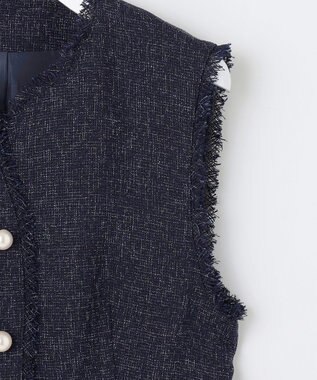 Feroux 【セットアップ対応】春ツイード コンパクトジレ ネイビー系1