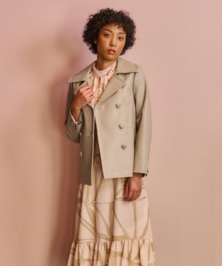 GRACE CONTINENTAL ラムレザーＰコート グレー