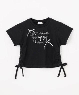 ANY KIDS 【洗濯機可能】ドロスト 裾リボンTシャツ ブラック